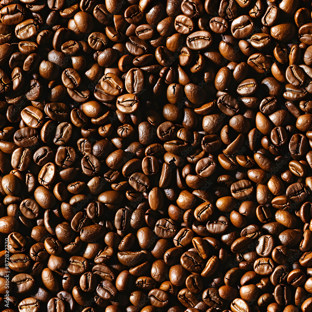 Naklejka premium Coffee beans lie in an even layer