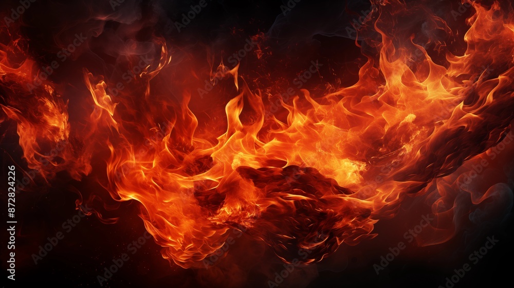 Vivid, intense flames spreading and glowing with powerful heat Vivid, intense flames spreading and glowing with powerful heat
