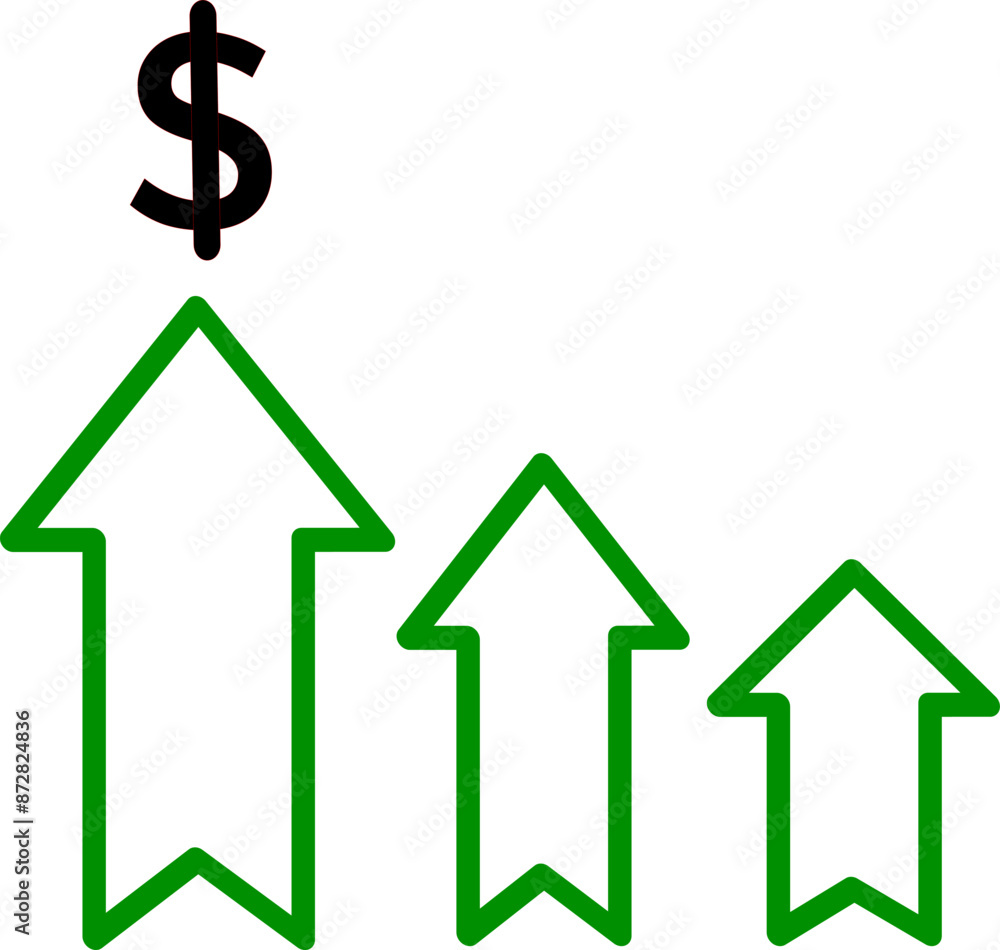 Increase Profit Chart icon, Dollar growth statistics. Replaceable vector design. Increase Profit Chart icon, Dollar growth statistics. Replaceable vector design.