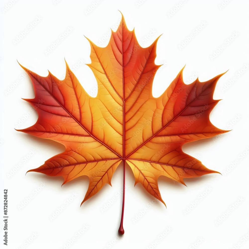 Maple leaf isolated on white background with autumn colors featuring red orange and yellow hues in a seamless nature illustration Maple leaf isolated on white background with autumn colors featuring red orange and yellow hues in a seamless nature illustration