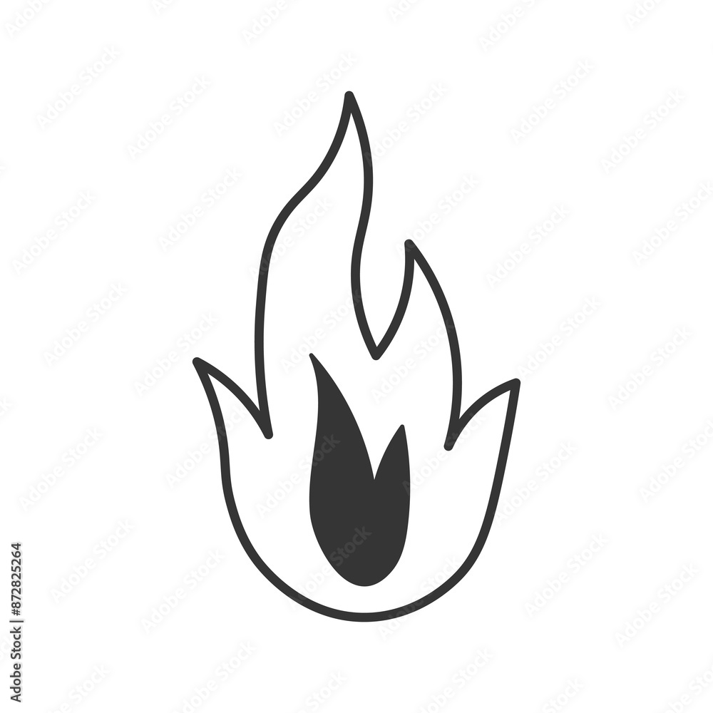 Fire Flame Doodle Line Icon. Hand drawn symbol. Vector illustration Fire Flame Doodle Line Icon. Hand drawn symbol. Vector illustration