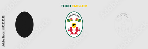 Togo Emblem Vector Pack. Emblem with Flag. Gray Emblem Silhouette. Gray Outline Emblem. Editable EPS file.