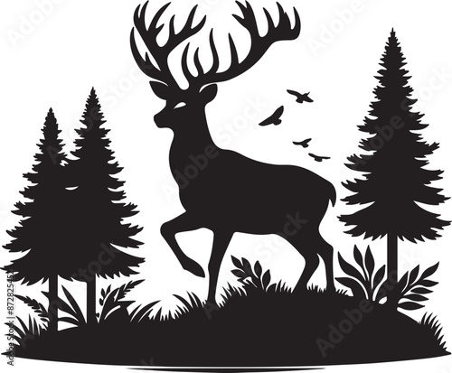 Black silhouette  illustration of deer vector