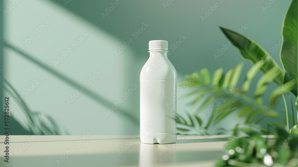 In this mockup, the product is presented against a rustic wooden table, with a soft-focus background. The image shows a white bottle with a lid against the warm wood surface, with a subtle blur of In this mockup, the product is presented against a rustic wooden table, with a soft-focus background. The image shows a white bottle with a lid against the warm wood surface, with a subtle blur of