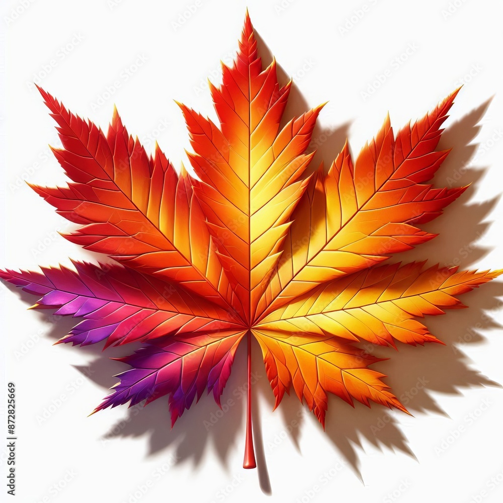 Maple leaf isolated on white background with autumn colors featuring red orange and yellow hues in a seamless nature illustration Maple leaf isolated on white background with autumn colors featuring red orange and yellow hues in a seamless nature illustration