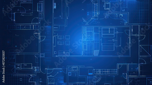 Wallpaper Mural Architecture Floor Plan Background Blueprint, Detailed Building Layout, Construction Design, Architectural Draft, Technical Drawing, Structural Plan, Engineering Blueprint Torontodigital.ca