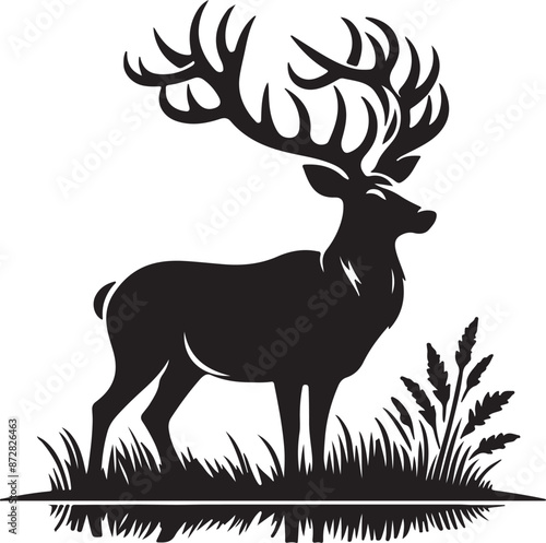Black silhouette  illustration of deer vector