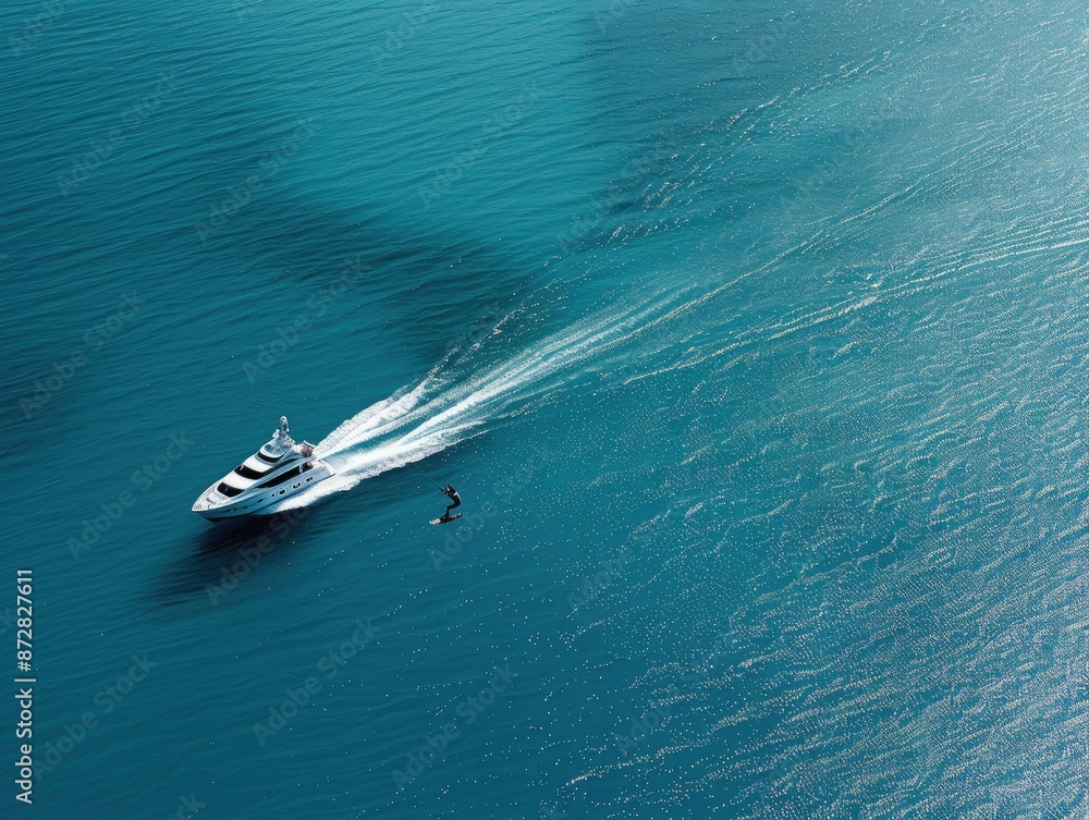 Obraz premium A Yacht's Wake in the Caribbean Sea