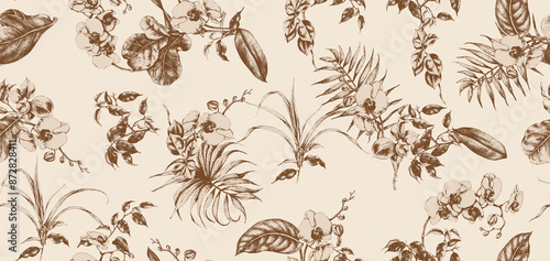 Seamless floral design. Backdrop flowers pattern.