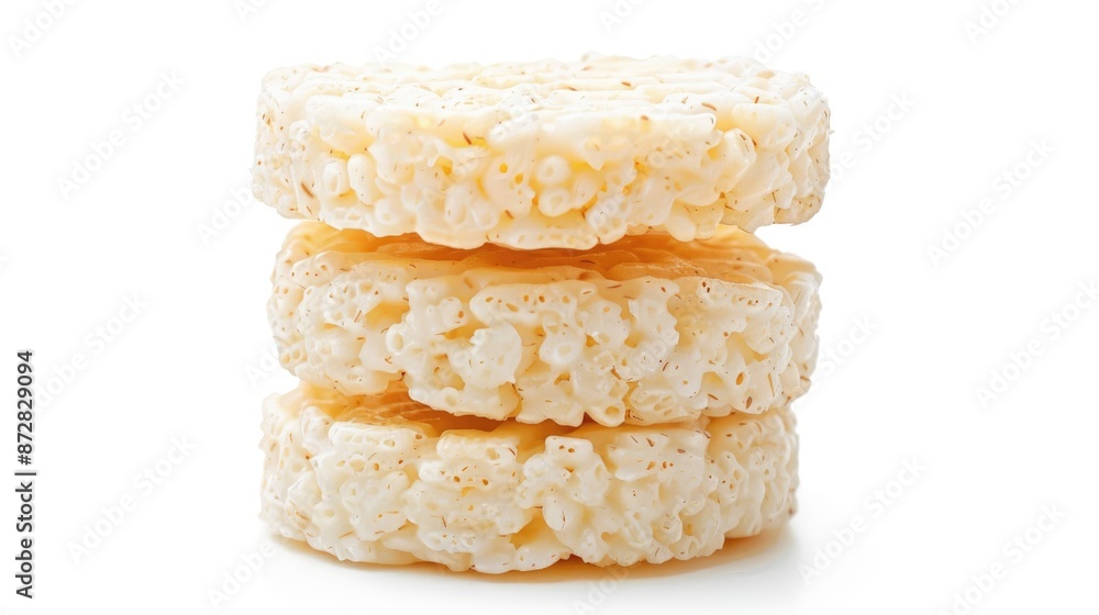 Rice cake on white background Crispy healthy snack with low calories Rice cake on white background Crispy healthy snack with low calories