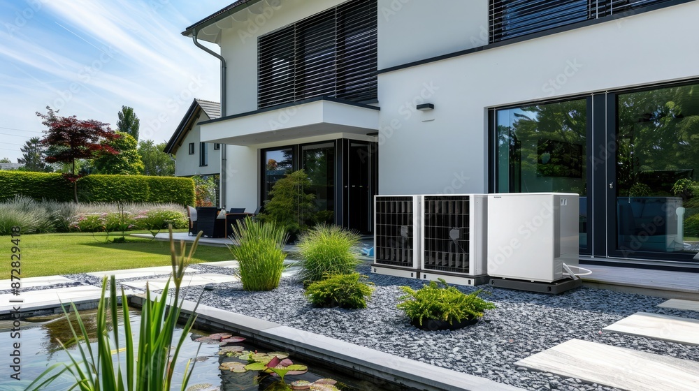 Modern Home's Backyard Oasis With Air Conditioning Units Modern Home's Backyard Oasis With Air Conditioning Units