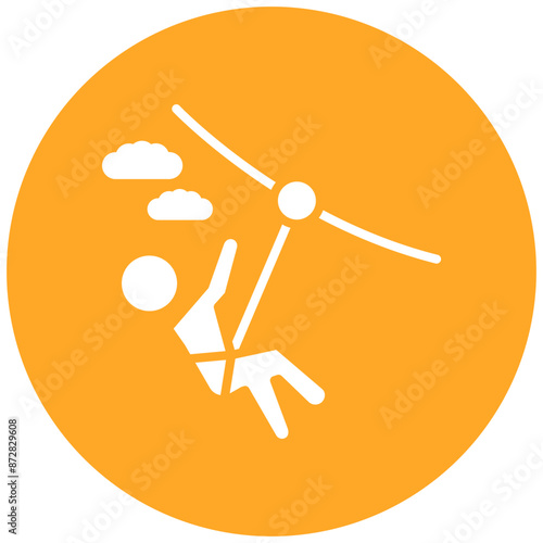 Zip Line vector icon. Can be used for Outdoor Fun iconset.