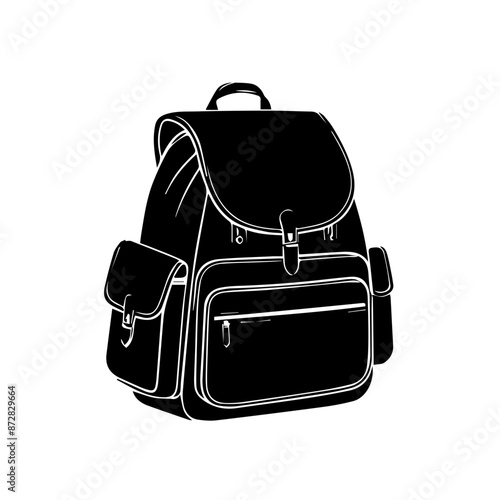 school bag logo vector black silhouette design 