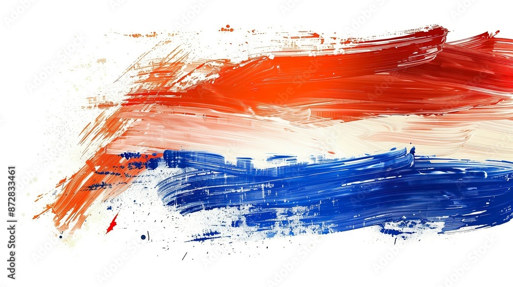 abstract netherlands flag in paint brush stroke, isolated on white background. oranje orange netherlands country flag abstract netherlands flag in paint brush stroke, isolated on white background. oranje orange netherlands country flag