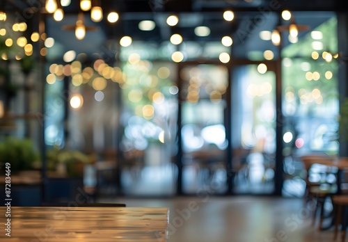 Wallpaper Mural Blurred Coffee Shop Interior with Bokeh Lights Torontodigital.ca