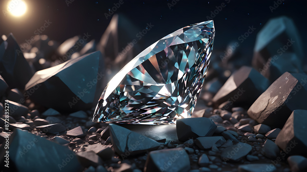 The diamond stone looks like a pointy. The place is at night. It collides with it, and a bright. Generative AI The diamond stone looks like a pointy. The place is at night. It collides with it, and a bright. Generative AI