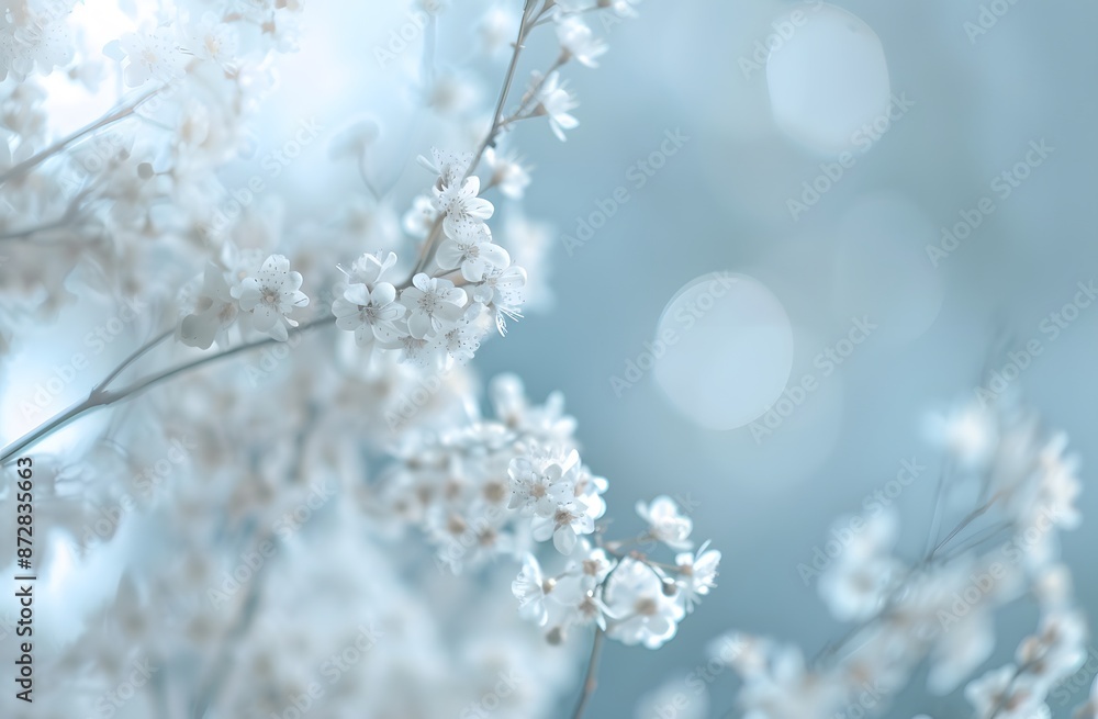 Soft Focus White Flowers on a Blue Background Soft Focus White Flowers on a Blue Background