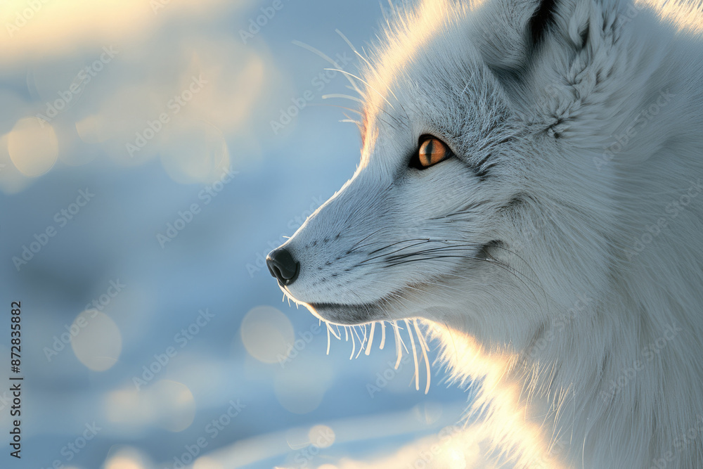 Obraz premium A white fox in the snow