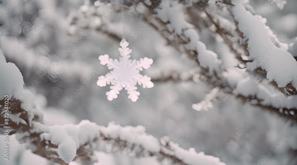 Cristmas Festive, Snowflake ornament detail in winter wonderland