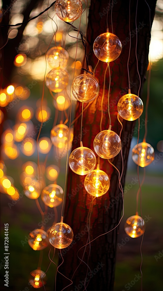lights on a tree, with a string of lights hanging from it. lights on a tree, with a string of lights hanging from it.