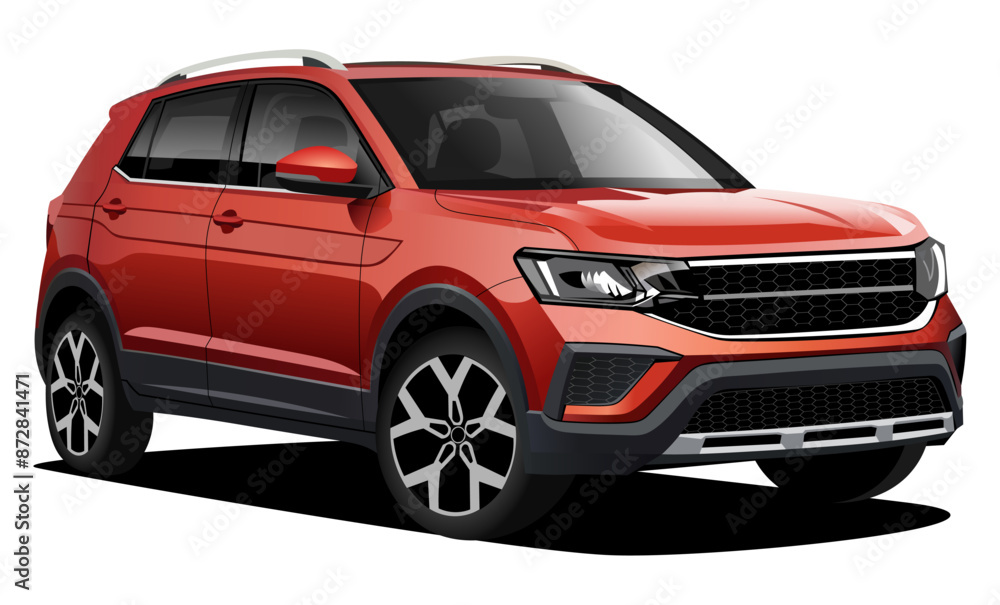 Realistic vector red car isolated in transparent background, in front isometric view. Realistic vector red car isolated in transparent background, in front isometric view.
