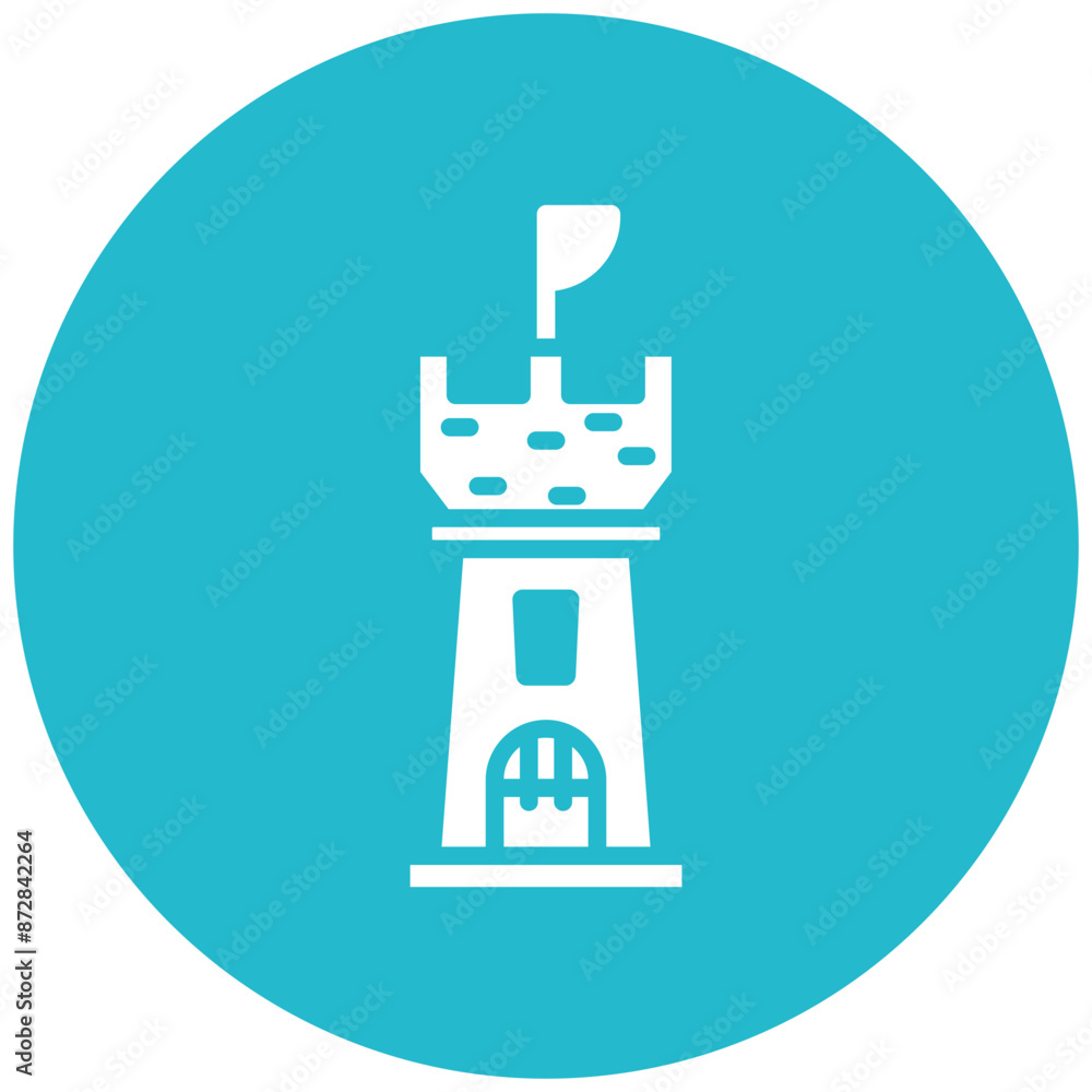 Castle Tower vector icon. Can be used for Medieval iconset. Castle Tower vector icon. Can be used for Medieval iconset.