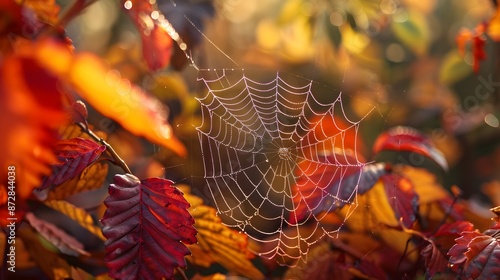 Glistening Spider Web Among...