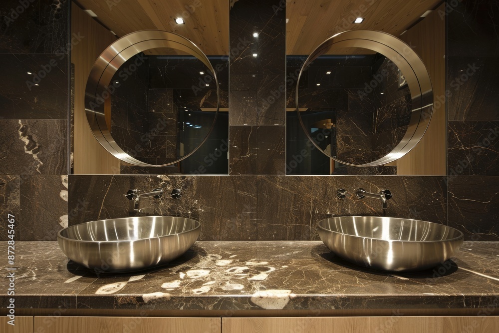 luxury bathroom with marble and golden walls and floor luxury bathroom with marble and golden walls and floor