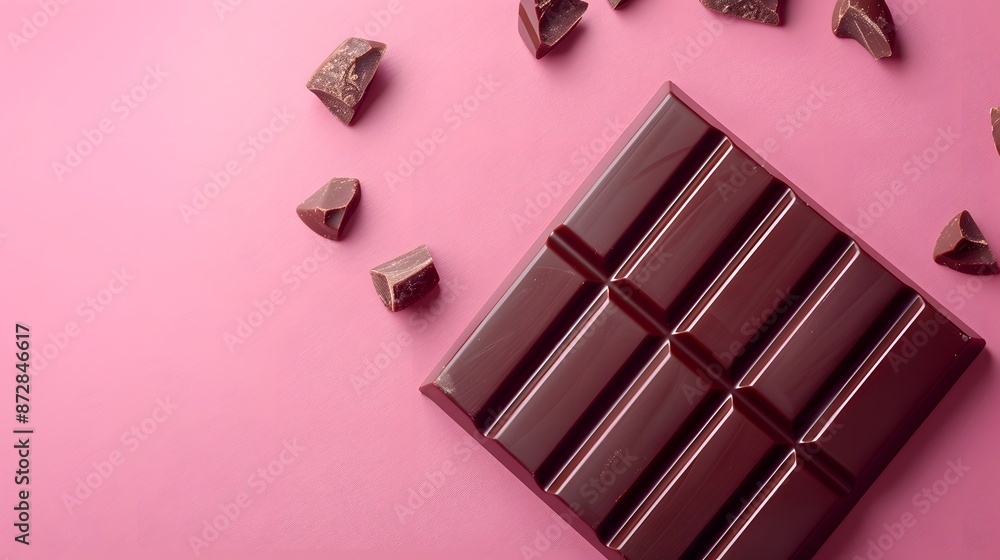 Top View of Dark Chocolate: Broken Pieces and Crumbs for World Chocolate Day Top View of Dark Chocolate: Broken Pieces and Crumbs for World Chocolate Day