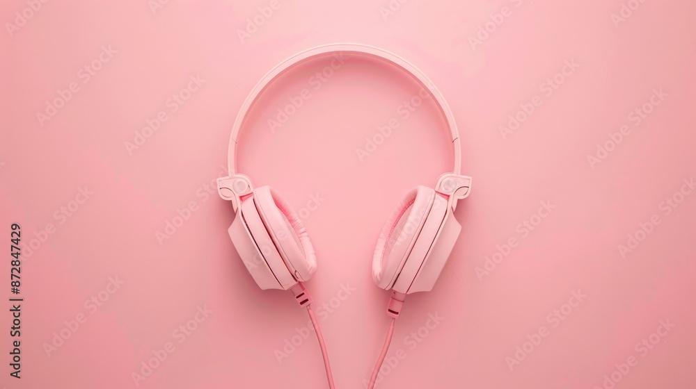 Pink headphones on a pink backdrop Pink headphones on a pink backdrop