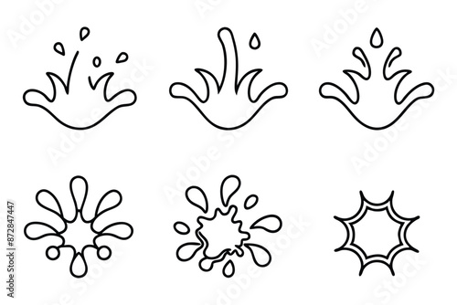 Water Splash Line Art Decorative Elements for Artistic Design Projects