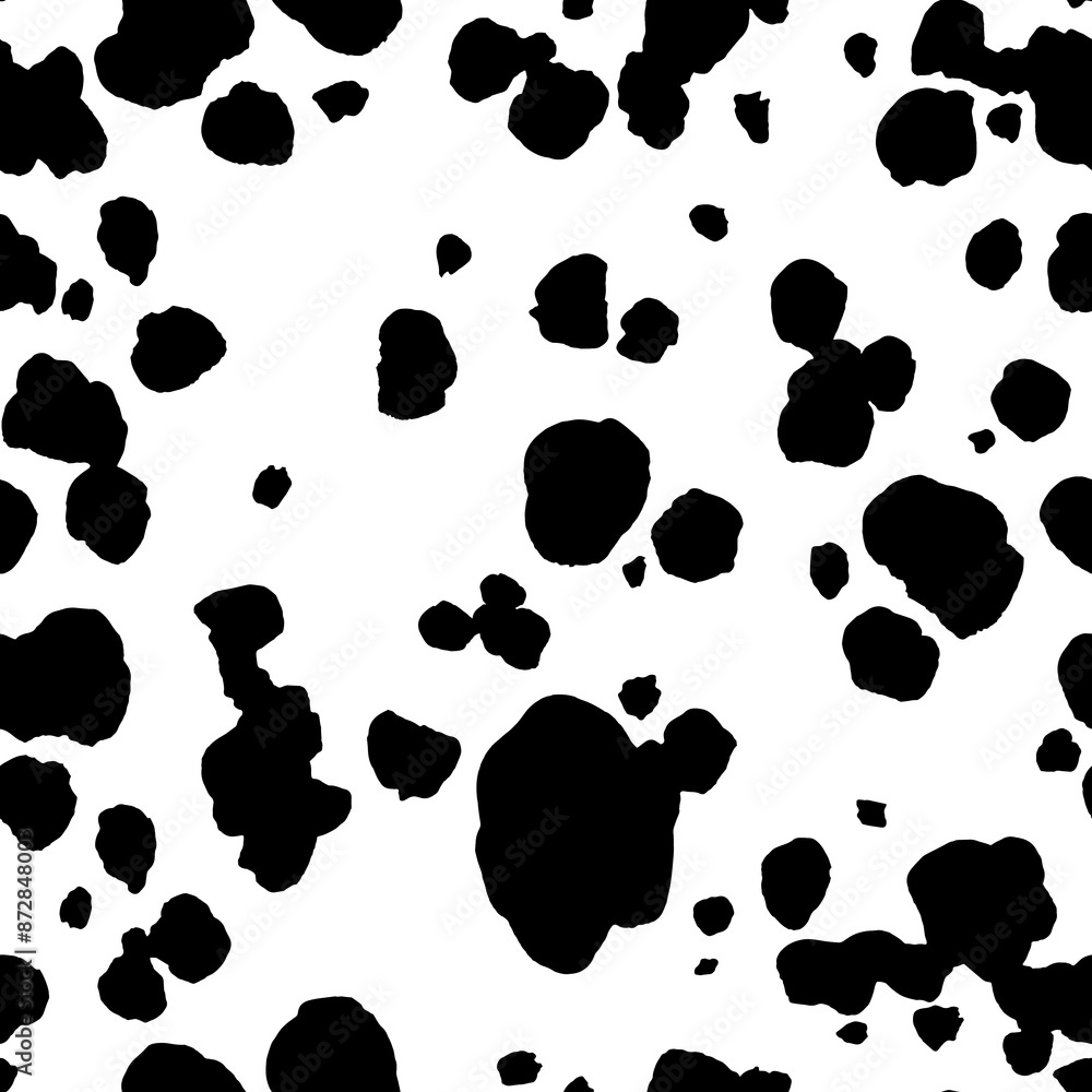 Vector seamless repeating pattern of dalmatian skin ideal for backgrounds, animal print textures, fabrics and textiles or wallpaper. Vector seamless repeating pattern of dalmatian skin ideal for backgrounds, animal print textures, fabrics and textiles or wallpaper.