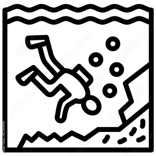 Deep Diving vector icon illustration of Vacation and Tourism iconset.