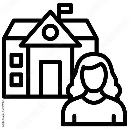 Scholar Female vector icon illustration of Literature iconset.