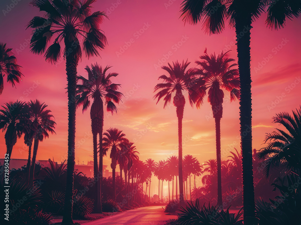 Obraz premium Tropical background. Palm trees on sky background.