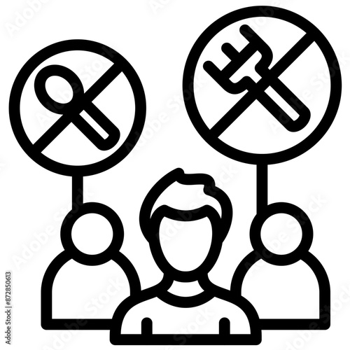 Hunger Strike vector icon illustration of Protesting and Civil Disobedience iconset.