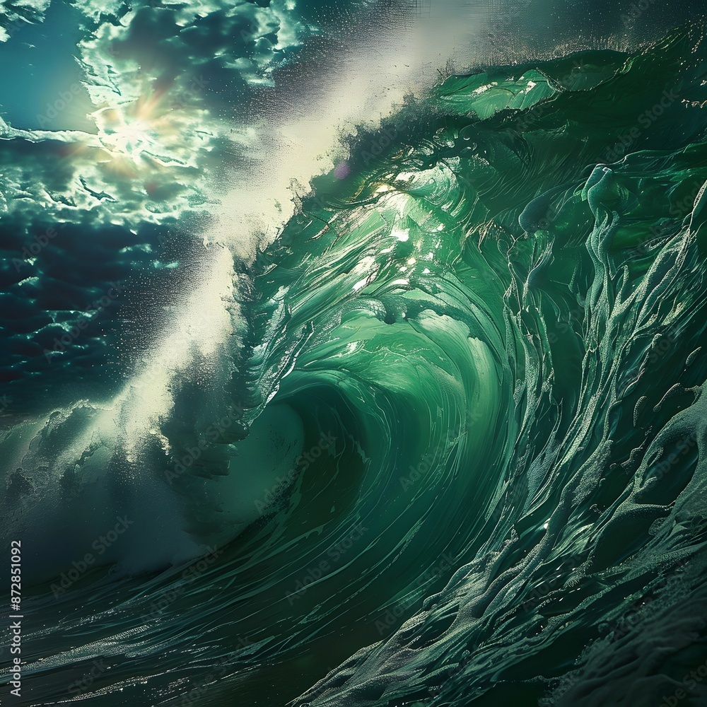 Massive Ocean Wave With Sun Shining Through Massive Ocean Wave With Sun Shining Through