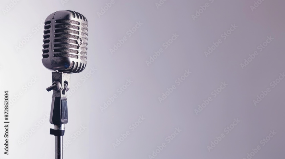 Fototapeta premium Old fashioned microphone isolated on white backdrop