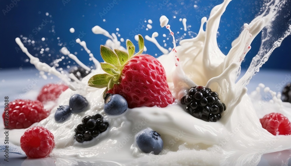 Fresh Berries and Cream Splash Art Fresh Berries and Cream Splash Art