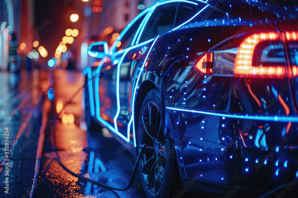 Fototapeta premium New energy vehicles replenish electricity at charging stations