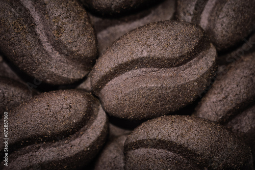 Chocolate truffles close-up, coffee-looking
