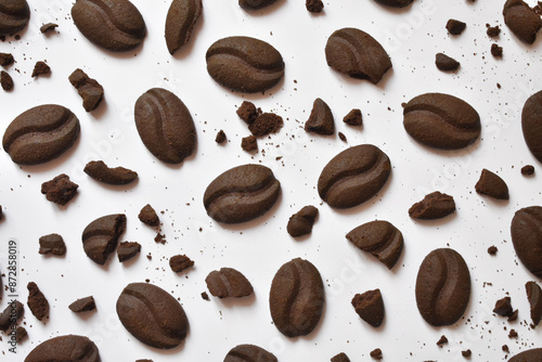 Chocolate truffles close-up, coffee-looking