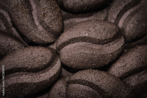 Chocolate truffles close-up, coffee-looking