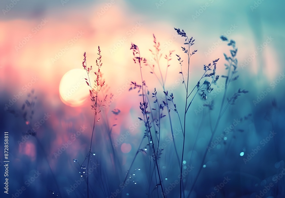 Sunset Grass Blades with Soft Focus Lens Sunset Grass Blades with Soft Focus Lens