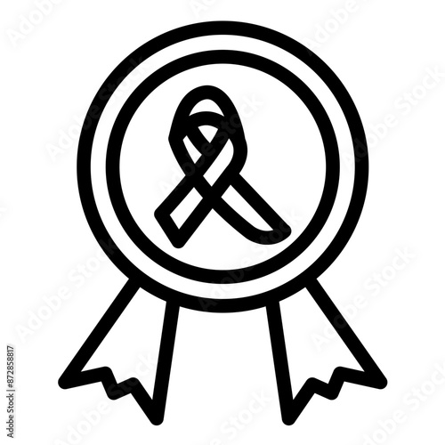 Cancer Ribbon Badge vector icon illustration of Chemotherapy iconset.