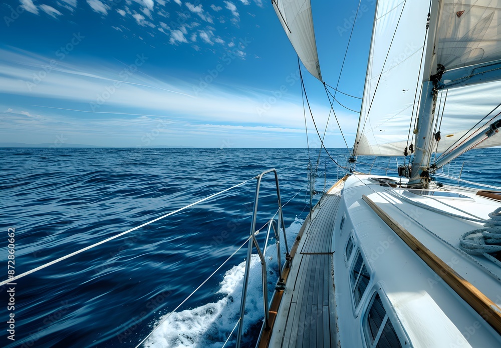 Sailing Yacht Deck View Open Sea Sailing Yacht Deck View Open Sea