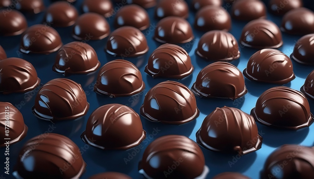 Delicious Luxurious Chocolate Bonbons in Rows Delicious Luxurious Chocolate Bonbons in Rows