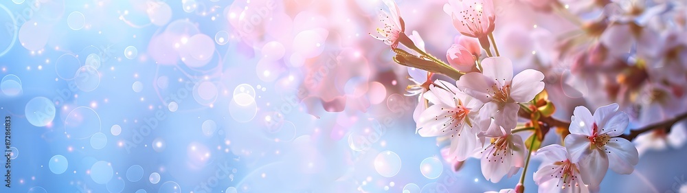 Spring Blossom Banner with Bokeh Effect Spring Blossom Banner with Bokeh Effect