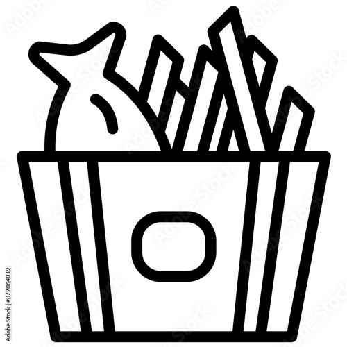 Fish and Chips vector icon illustration of Street Food iconset.