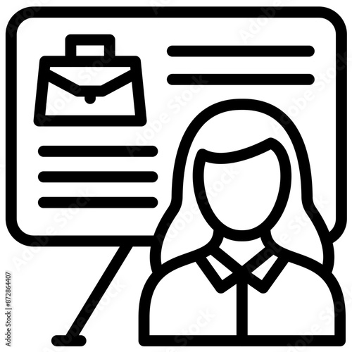 Presenter Female vector icon illustration of Business Training iconset.